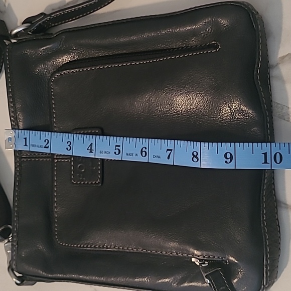 Fossil Cross Town Black Leather Slim Crossbody Messenger Bag Errands Practical - Picture 12 of 14